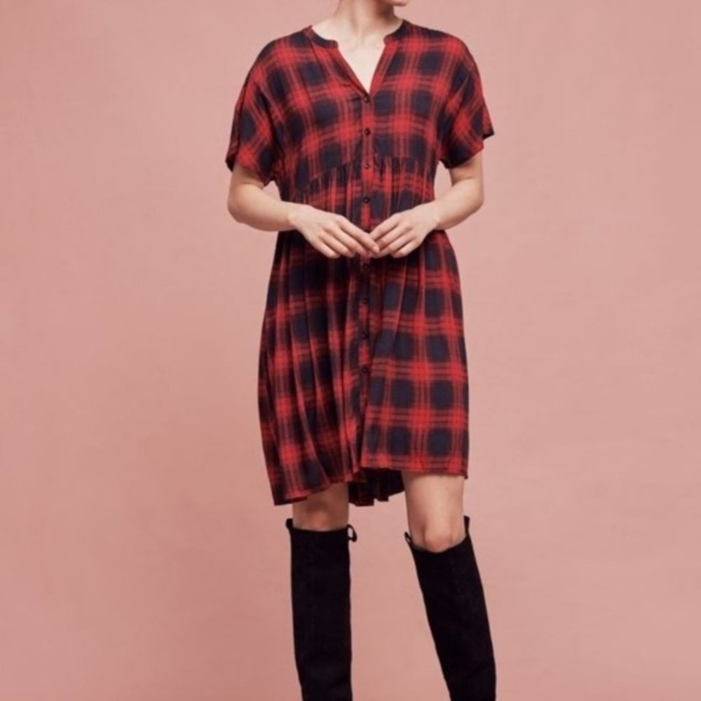 Anthropologie | 11-1 Thylo Mona Plaid Shirt Dress